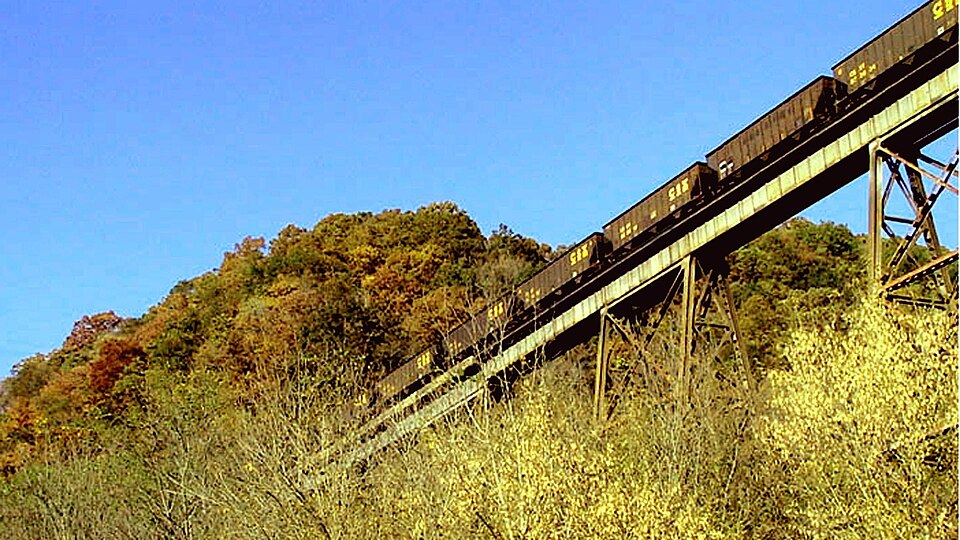 Empty coal cars going over trestle.jpg