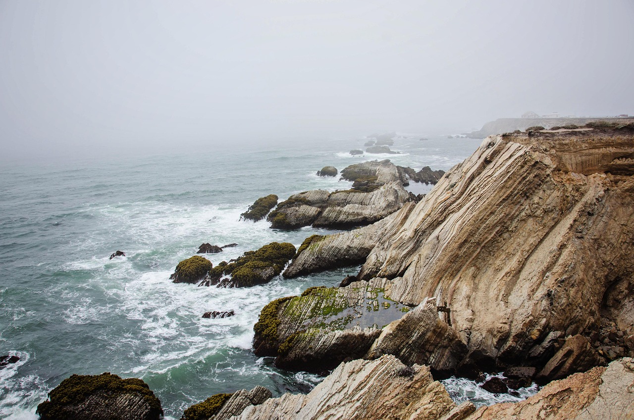 ocean, sea, fog, rocks, nature, california, coast, water, landscape, california, california, california, california, california — Image by KimberlySook from Pixabay · Pixabay Content License