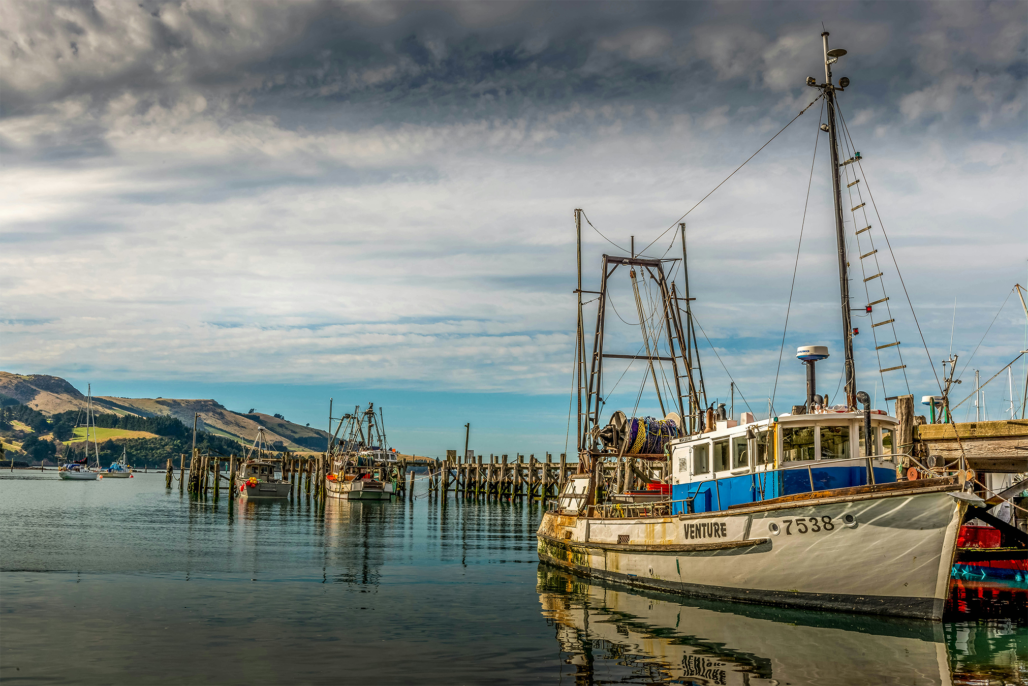 Fishing vessels in Dunedin, New Zealand.