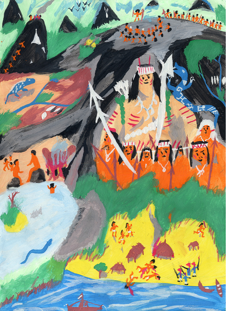 Image by © 2004, Renzo Duin /AMIK. A watercolor by the Indigenous Wayana, Aimawale Opoya. — Image by © 2004, Renzo Duin /AMIK.