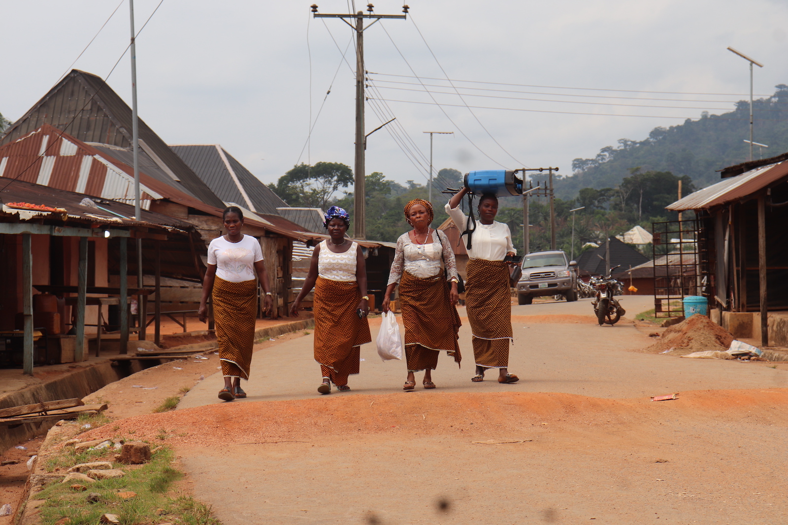 The women of the Ulom collective walk home after a successful review of river poisoning and wildlife laws. Image by Orji Sunday for Mongabay.