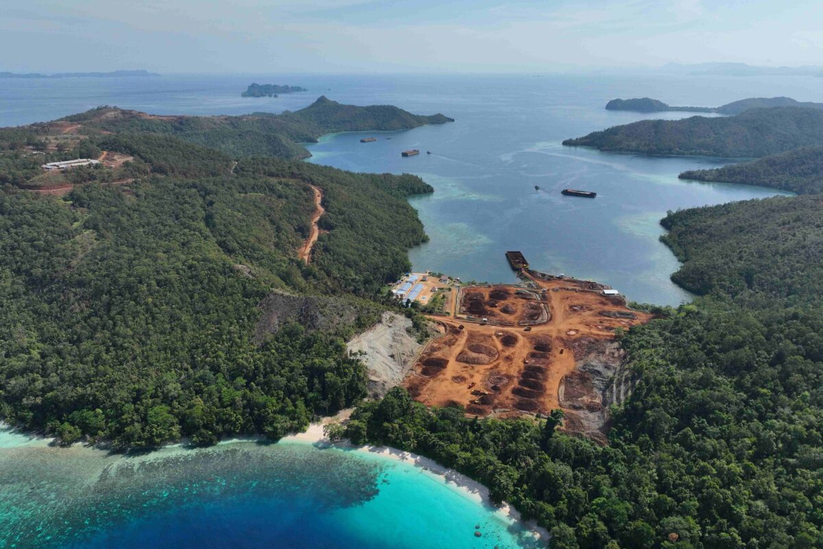 Deforestation caused by nickel mining of PT Kawei Sejahtera Mining in Kawei, a small island in the Raja Ampat archipelago, West Papua, Indonesia. Image taken in December 2024 by Auriga Nusantara.