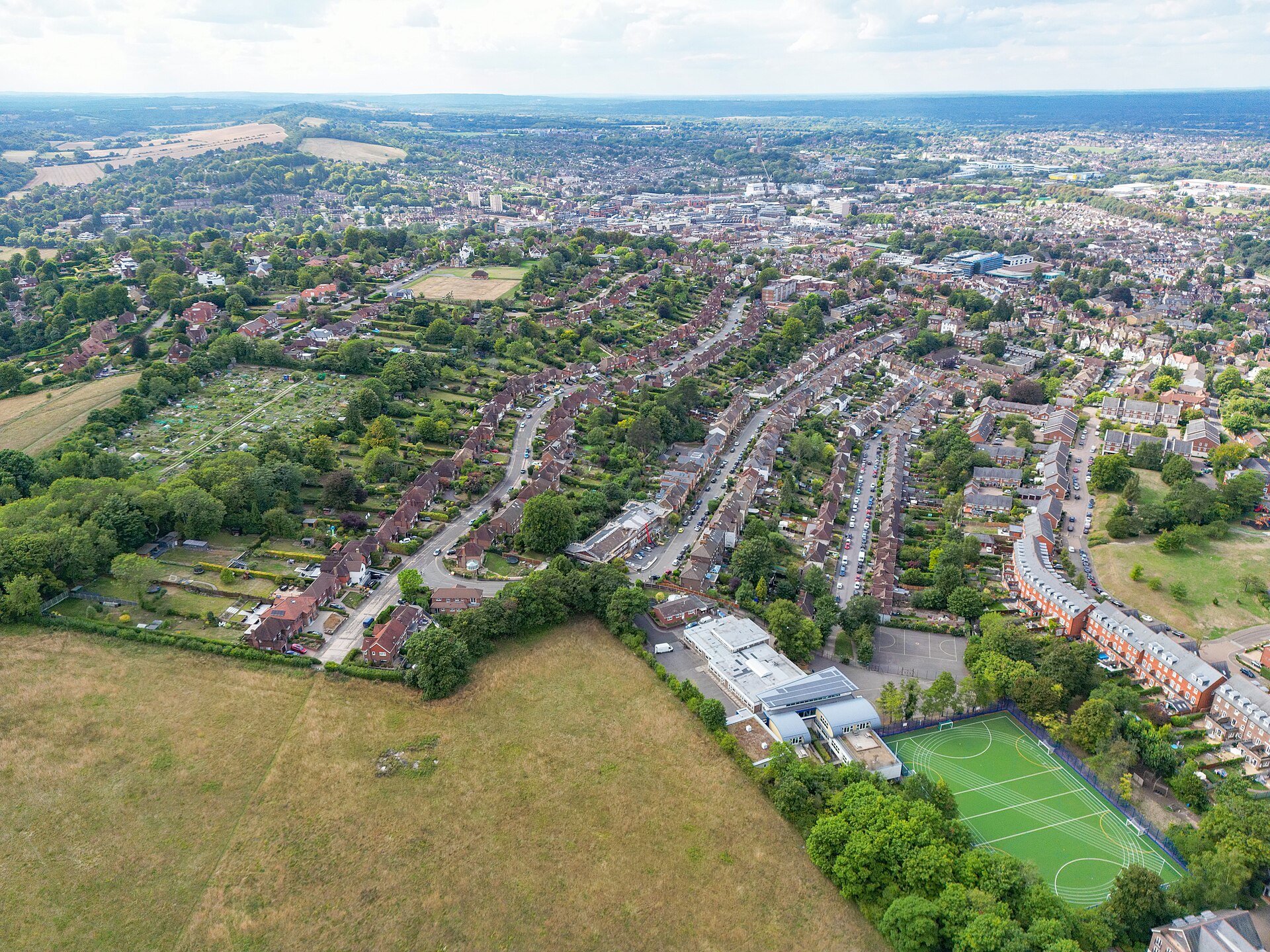 Banner image: An aerial view of Guildford, England. Image by Russss via Wikimedia. (CC BY-SA 4.0)