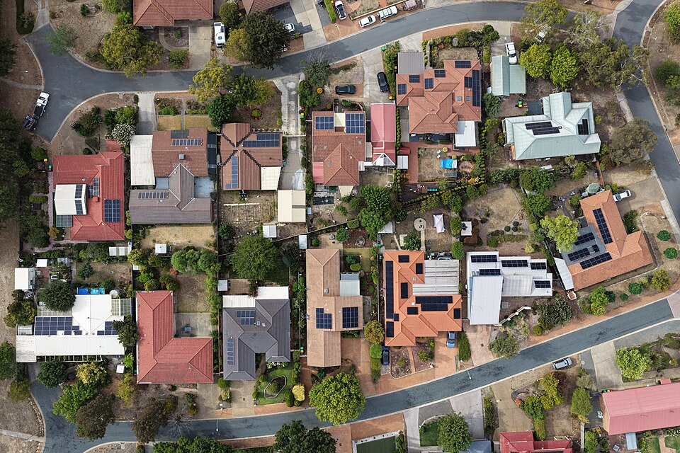 Suburban rooftop solar power generation in Canberra, Australia.jpg