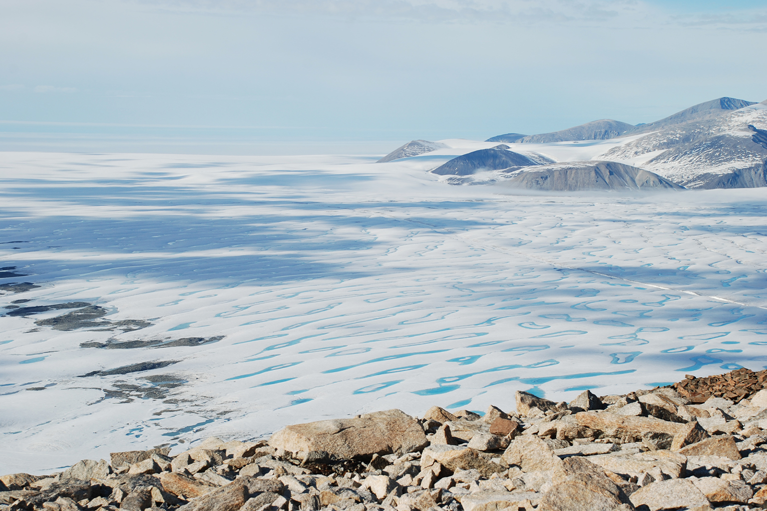 The northeast portion of the Milne Ice Shelf. Much of this ice broke away in July 2020. Image by Adrienne White.