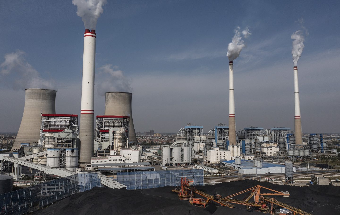 An aerial view of the coal fired power plant on November 11, 2021 in Hanchuan, Hubei province, China. (Photo by Getty Images)