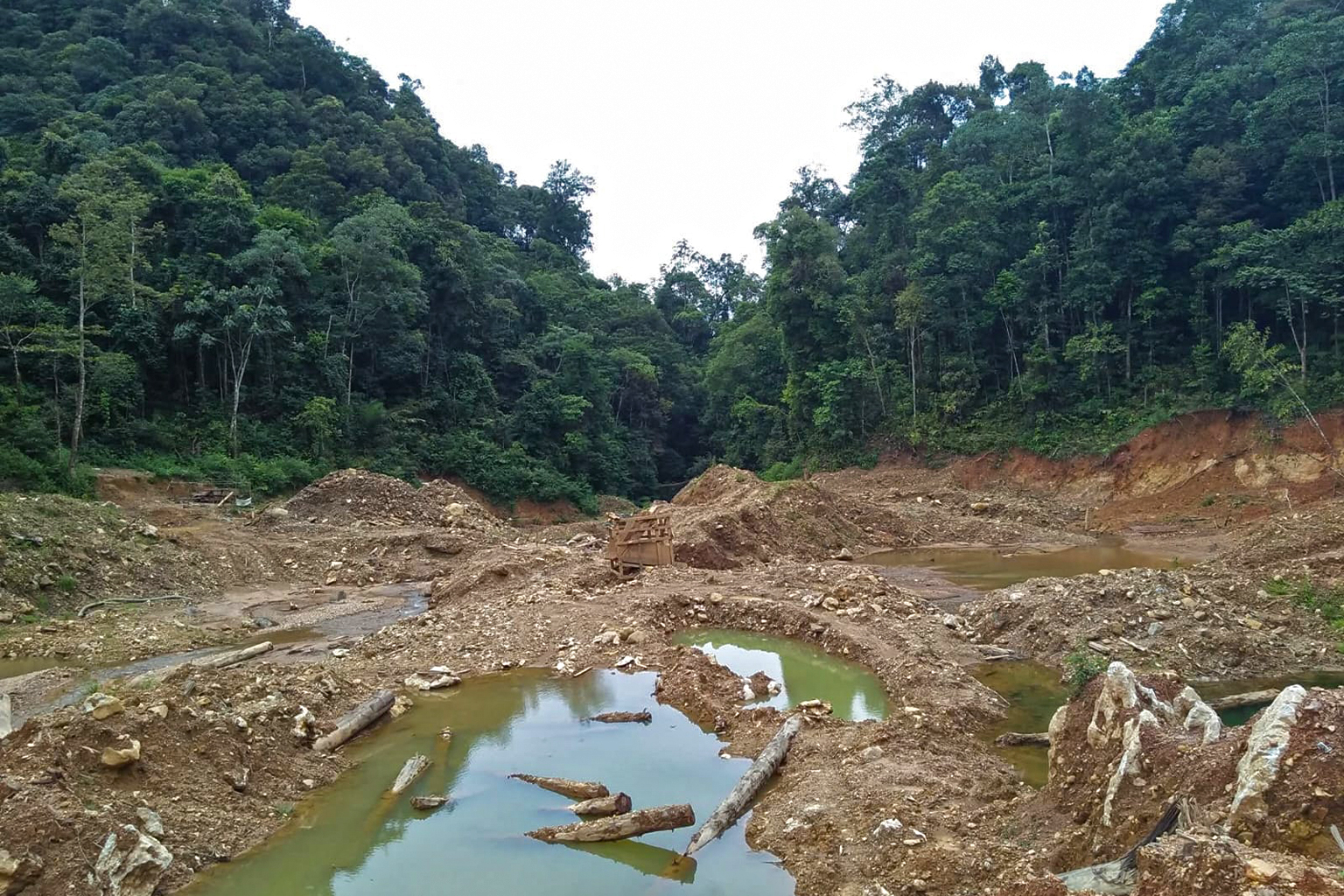 Traces of damage caused by illegal gold mining activities in South Solok. — Image by Vinolia/Mongabay Indonesia.