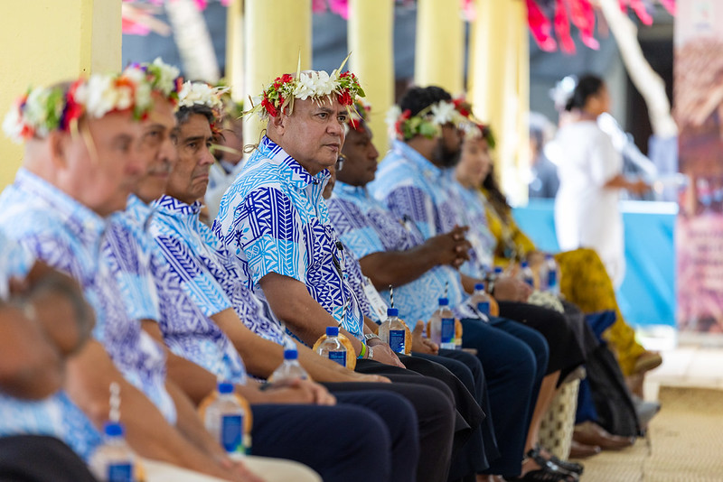 Tuvalu's prime minister Feleti Teo and other Pacific leaders at a welcome ceremony on Monday October 5 (Photo: Australia-Pacific Partnership)