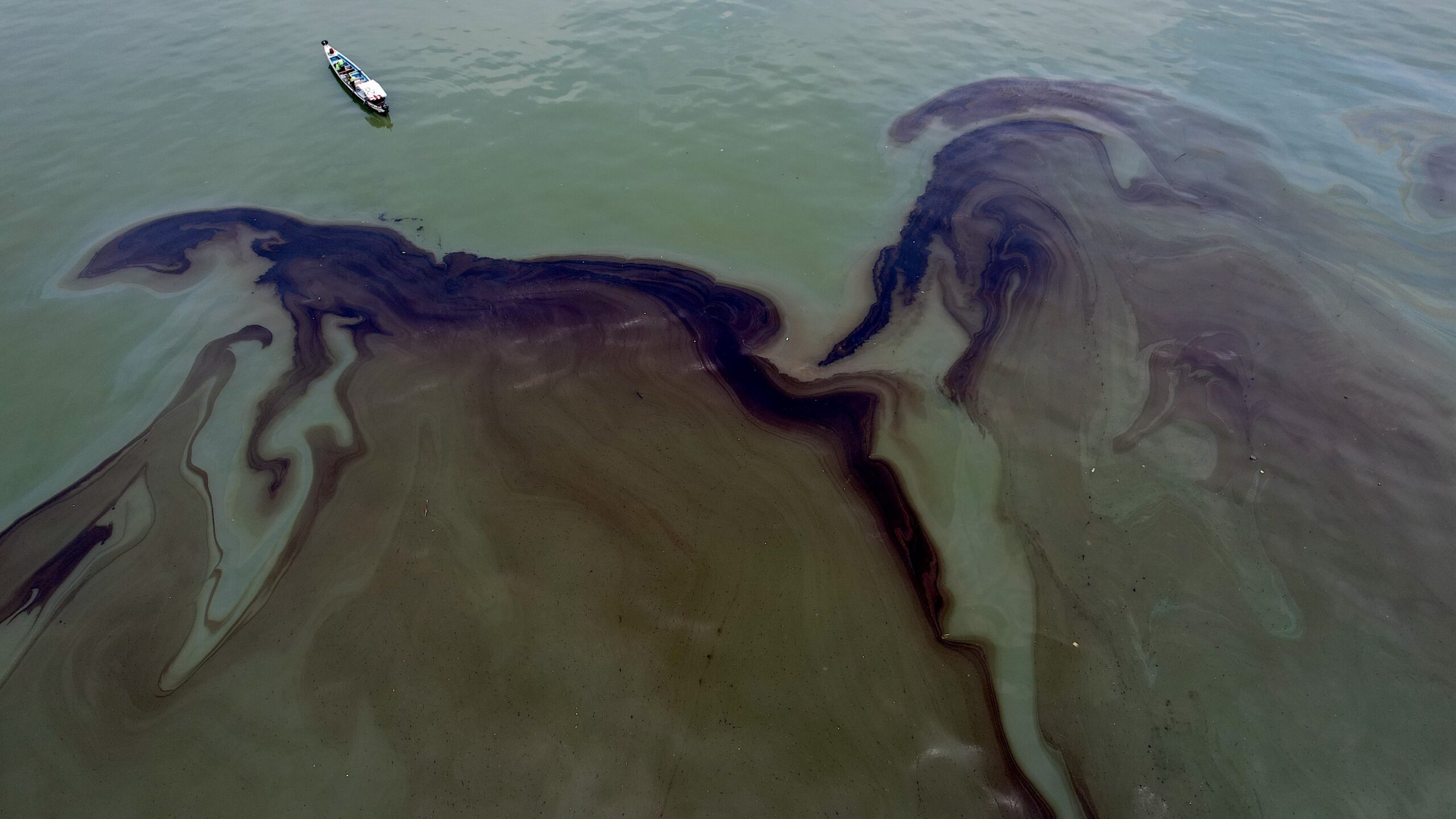 Aerial images reveal the extensive spread of the oil spill from sunken tanker MT Terranova in Tibaguin Island, Hagonoy Bulacan, showing the vast damage inflicted on the affected waters and ecosystems on which communities depend for their livelihood and sustenance. Greenpeace is calling on President Marcos Jr. to make oil and gas companies pay for polluting our waters and fueling the climate crisis.