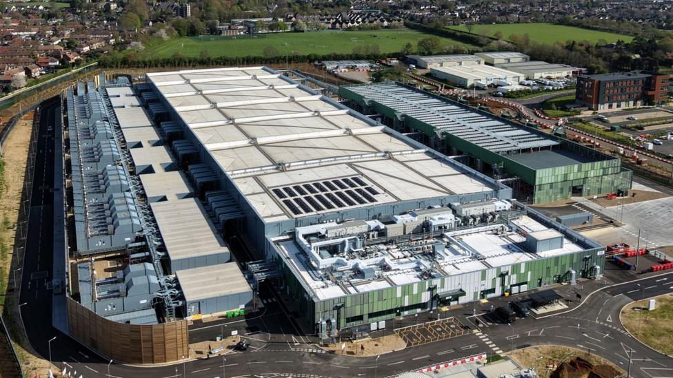 An aerial view of a large data centre