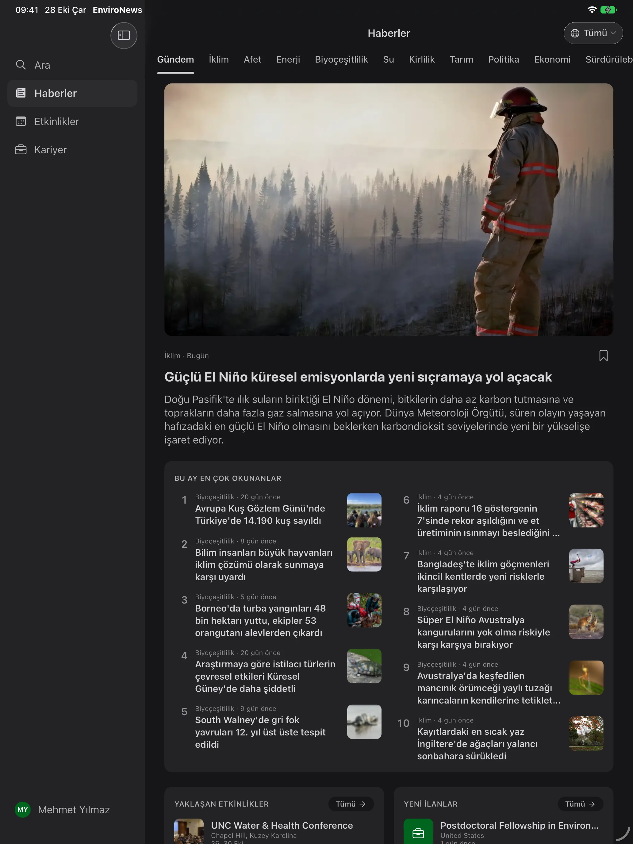 iPad'de EnviroNews