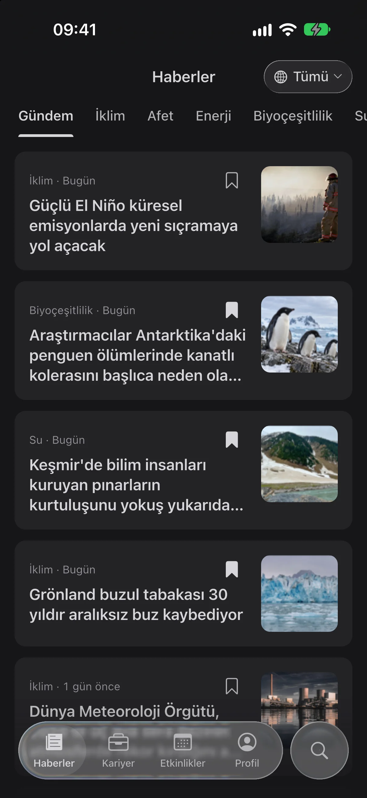 iPhone'da EnviroNews
