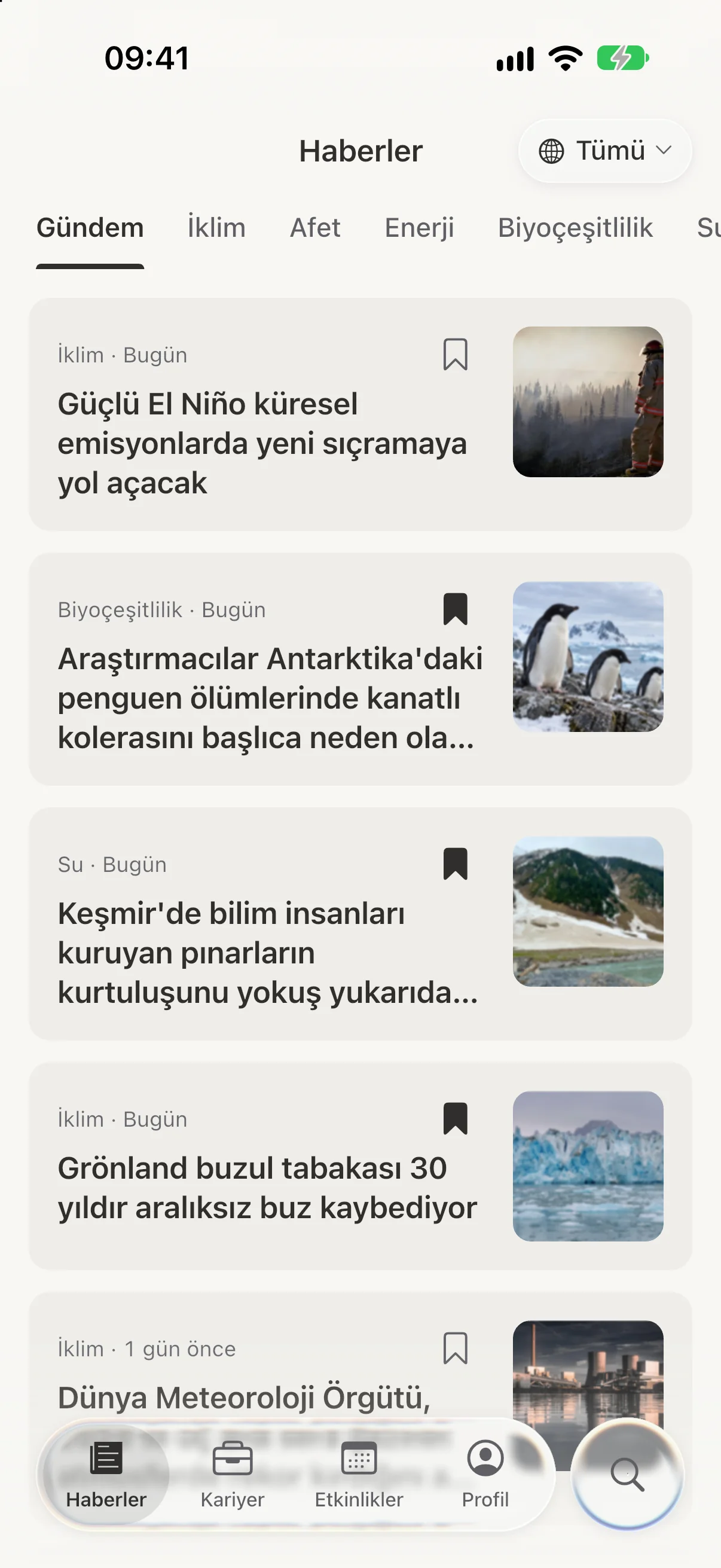 iPhone'da EnviroNews